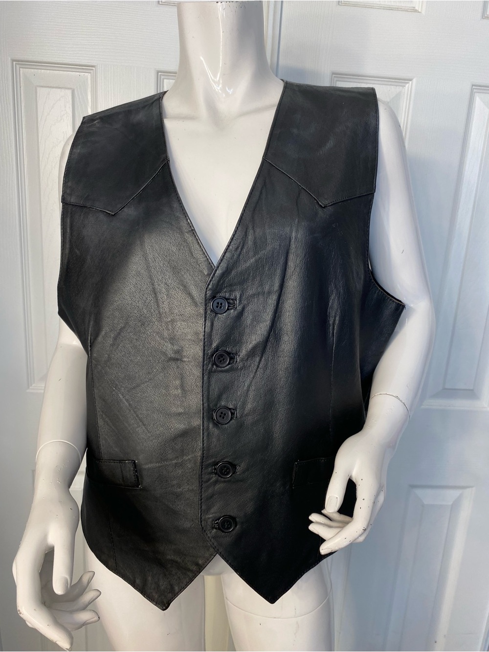 💯 Leather Button Vest